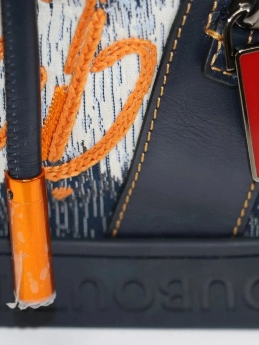 Christian Louboutin Explorafunk Small Denim Backpack - Orange/Navy